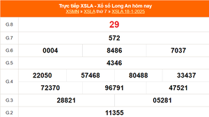 XSLA 18/1 - Kết quả xổ số Long An hôm nay 18/1/2025 - Trực tiếp XSLA ngày 18 tháng 1