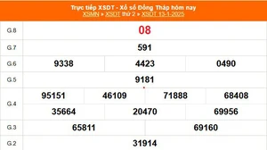 XSDT 13/1 - Kết quả xổ số Đồng Tháp hôm nay 13/1/2025 - Trực tiếp XSDT ngày 13 tháng 1